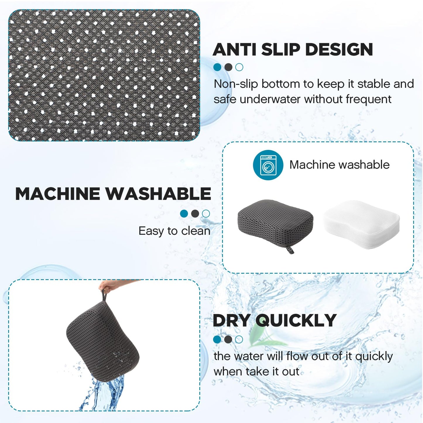 Suzile 2 Pcs Hot Tub Booster Seat Weighted Spa Bathtub Booster Seat Quick Dry with Micro Dot Non Slip Bottom Portable Cushion with 3D Air Mesh Cover Tub Accessory for Indoor Outdoor