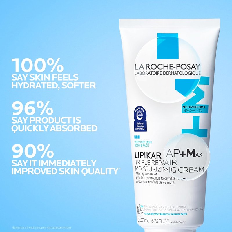 La Roche-Posay Lipikar AP+MAX Body Cream - Moisturizing Lotion for Dry Skin with Shea Butter & Niacinamide | Gentle Care for Sensitive Skin
