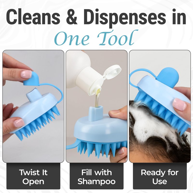 5 PCS Silicone Loofah Body Scrubber Care Set – Back Scrubber, Face Brush, Foot Scrubber, Shampoo & Scalp Brush, Silicone Body Scrubber with Handle (Blue)