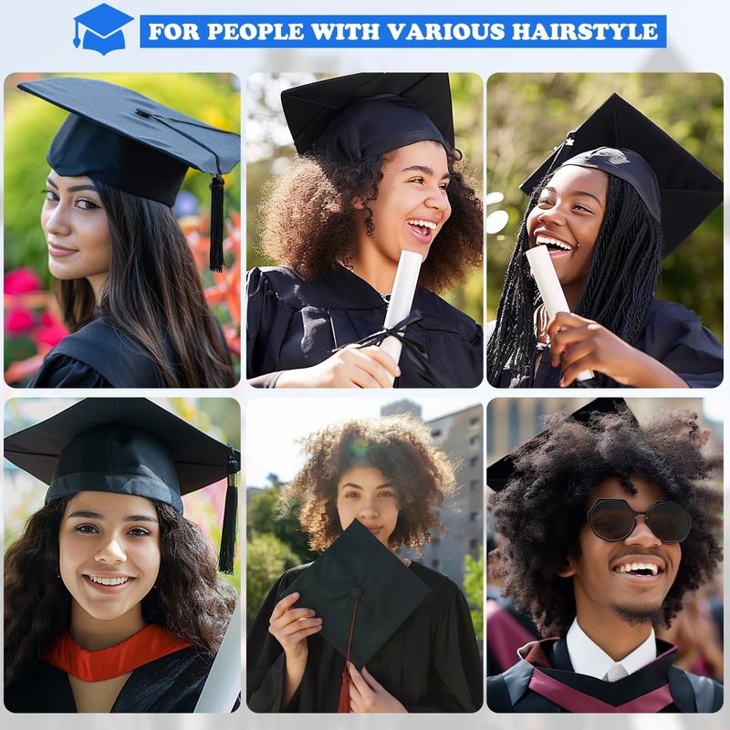 OCQOTAT 2 PCS Graduation Cap Headband,Anti-Fall Firm Hairband with Adhesive Insert,Secures Graduation Cap & Hairstyle