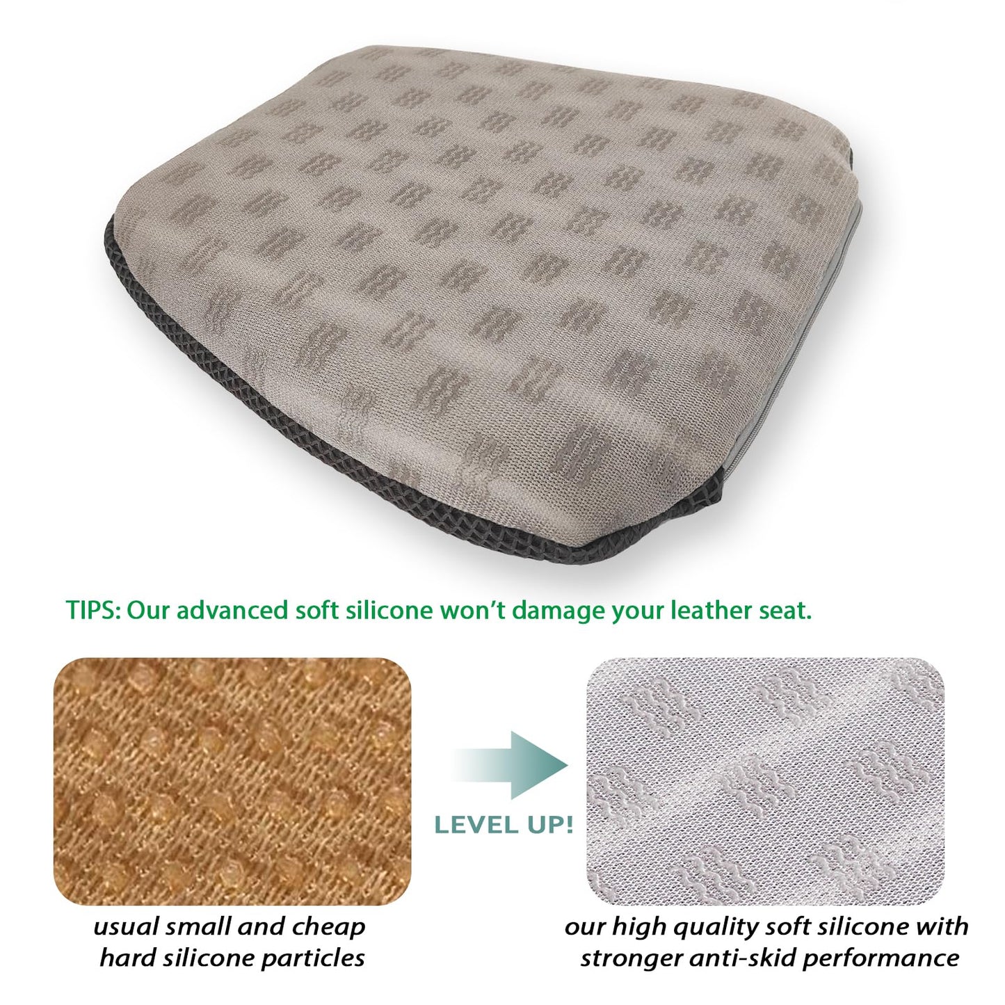 AEROiVi 17.7" L × 16.9" W × 3" H,Car Booster Seat Cushion Raise The Height for Short People Driving, Breathable 3D Air Mesh, 3 Inch Booster Seat, Non-Slip Bottom, Car Seat Pad with Truck,Cars,SUVs