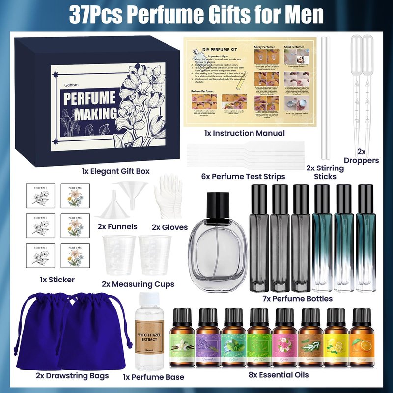 Gdblsm Perfume Making Kit- DIY Cologne Making Kit for Men, Make Your Own Scent with Essential Oil, Spray Bottle, Men's Fragrances Maker, Scent Set, Perfume Gifts for Women Girls Boyfriend