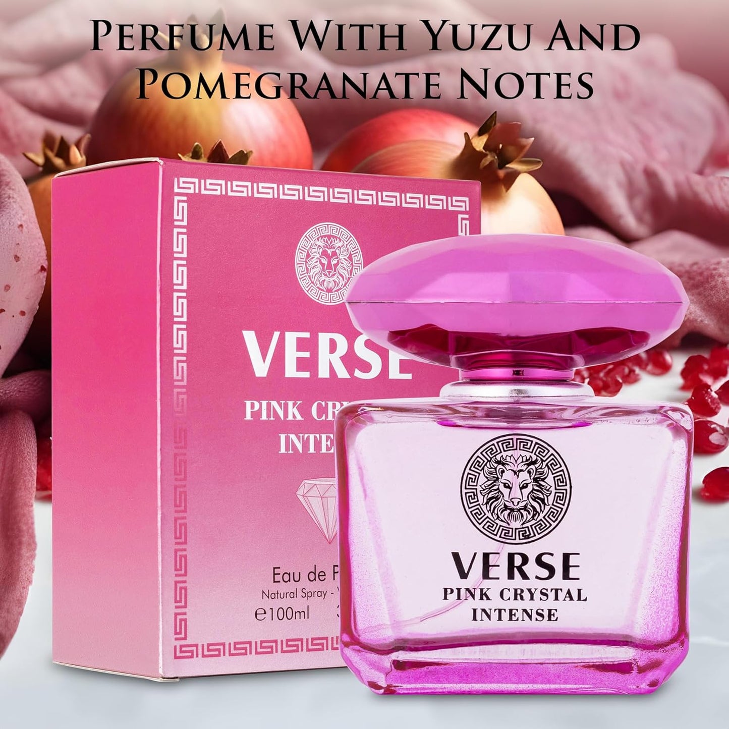 Verse Pink Crystal Intense for Women - Fruity Floral Perfume 3.4 fl Oz | Amber & Musk Notes in Elegant Bottle