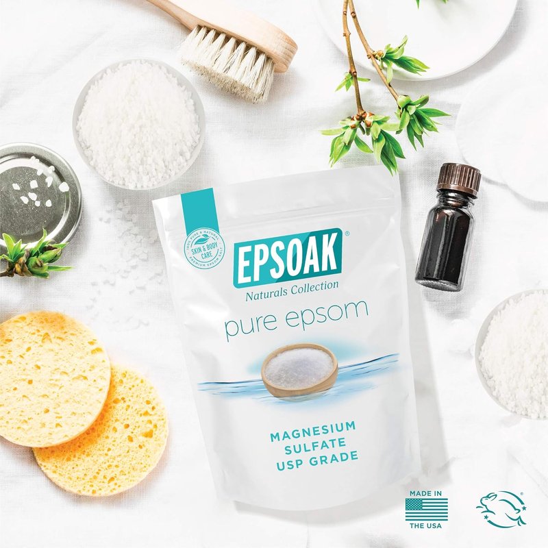 Epsoak Epsom Salt - 2 lb Unscented Magnesium Sulfate USP | Resealable Bag, Made in The USA