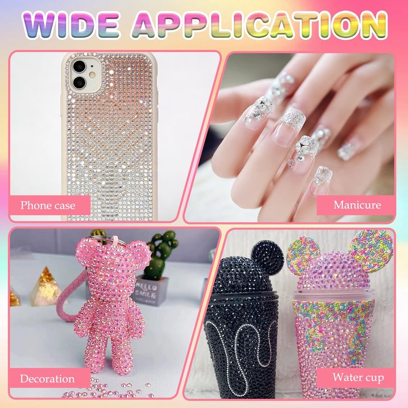 Bedazzling Kit Rhinestones, Colorful DIY Resin Jelly Rhinestones for Bedazzling, 3mm Flatback Gems Bedazzler Kit with 3pcs B7000 Jewelry Glue & Tweezer, for Nail Art Crafting Clothes (32000PCS)