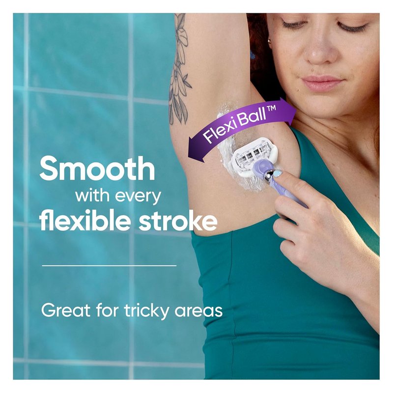 Gillette Venus Extra Smooth Razor - Women's 5-Blade Razor with Flexiball Handle & Shower Holder | 1 Handle + 4 Refills