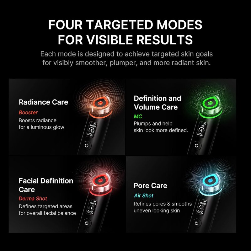 Medicube Booster Pro - 6-in-1 Real Glass Glow Beauty Massager for Radiant, Firmer Skin | Black