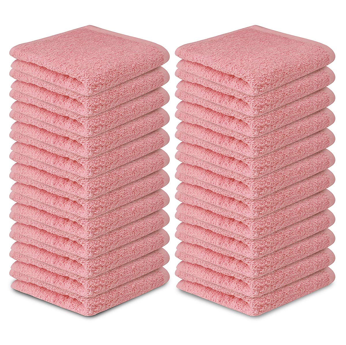 Softolle 100% Cotton Washcloths 24 Pack (12x12 Inches) Soft, Highly Absorbent Washcloth, Face Towels, Wash Cloths for Face, Ring Spun, Bulk Pack (Pink)