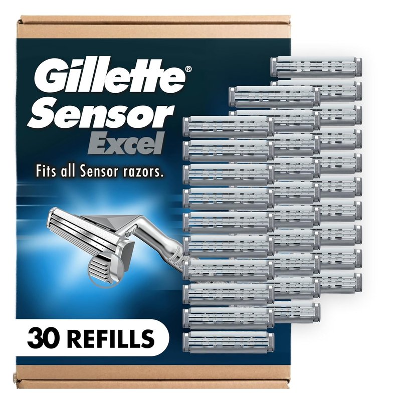 Gillette Sensor Excel Razor Blade Refills - 30 Count for a Smooth Shave and Comfort