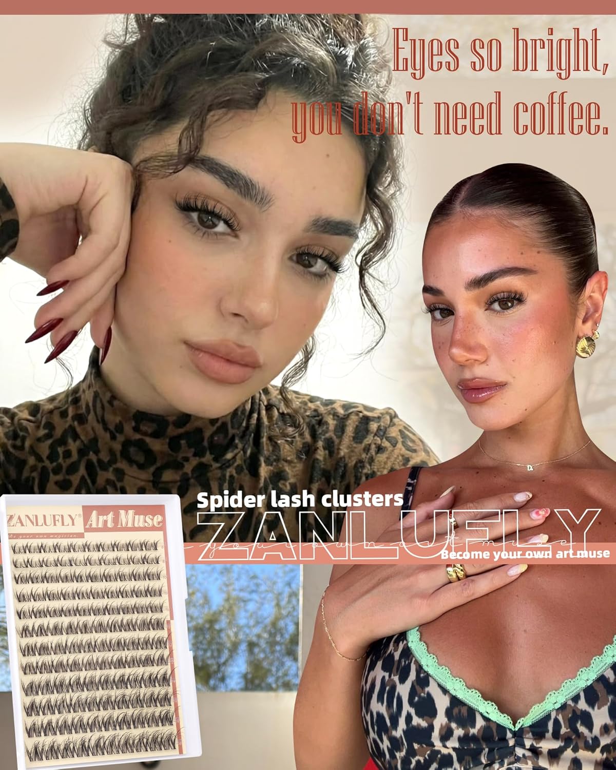 Zanlufly Spider Lash Clusters - Wispy Natural Eyelash Extensions | DIY 8-16mm Individual Lashes