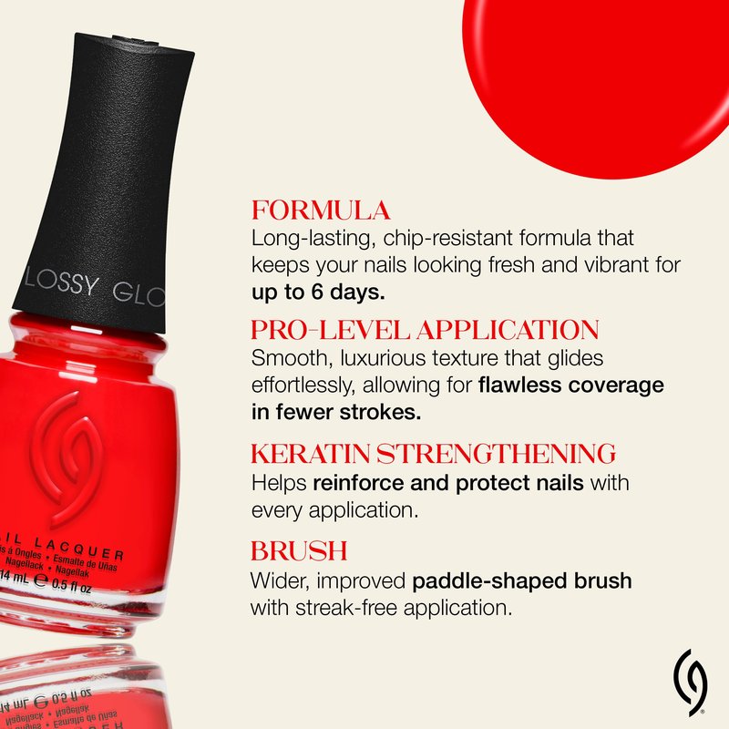China Glaze CG Nail Lacquer Flame-Boyant – Bright Red Nail Polish, Quick Dry, Chip Resistant Glossy Finish for Salon & DIY Manicure, 0.5 fl oz