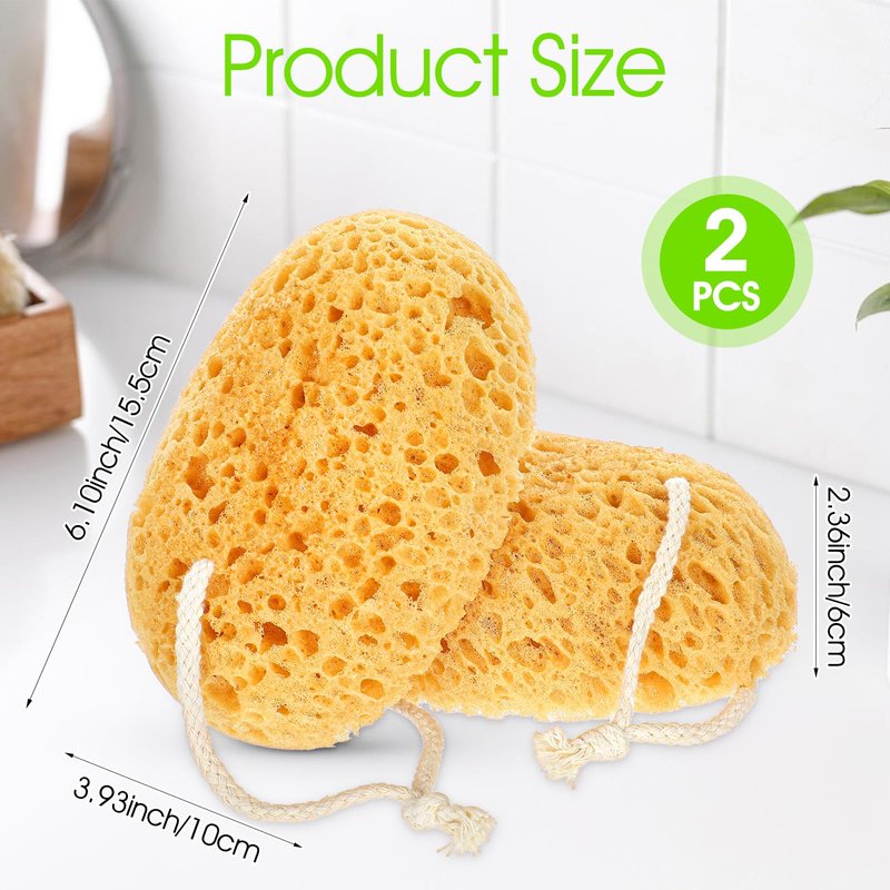 Kfhensomr 2pcs Body Sponges for Shower Soft Exfoliating Sea Sponges for Shower Face Body Wash Sponge Scrubber Puff Foam Loofah for Women Men Sensitive Dry Skin Bathing Gentle & Deep Cleansing