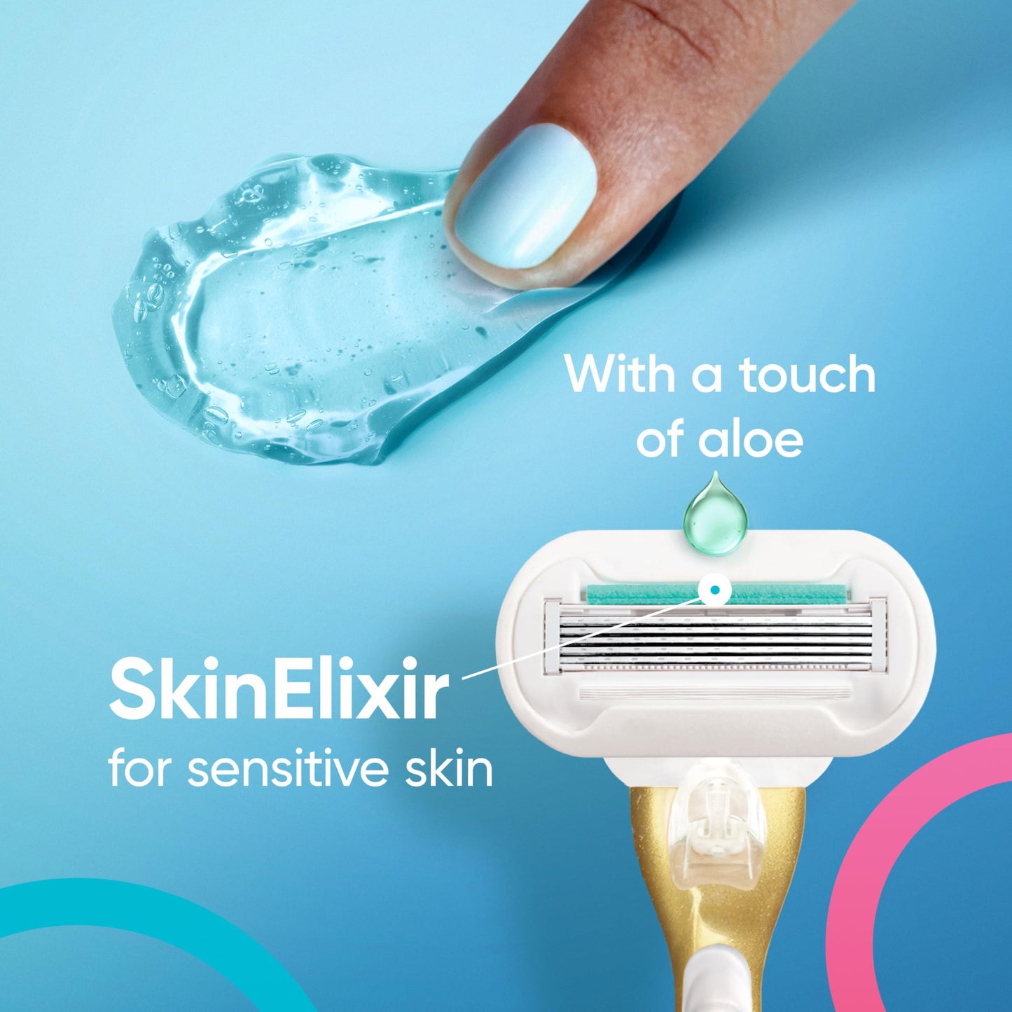 Gillette Venus Extra Smooth Sensitive Gold Women's Razor Handle + 2 Blade Refills, includes Shower Holder