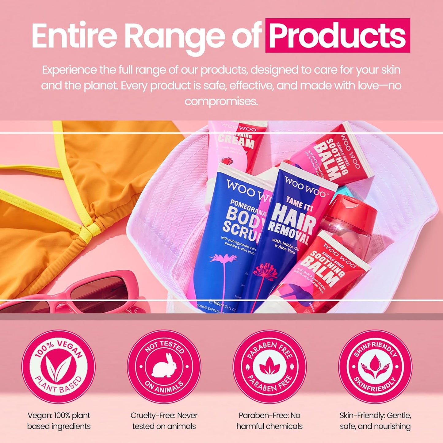 WooWoo Tame It! Natural Intimate Hair Removal Cream - Painless Vegan Hair Remover For Sensitive Skin - Depilatory For Genitals, Bikini, Legs & Bum - Women In-Shower Cream With Aloe Vera - 200ml