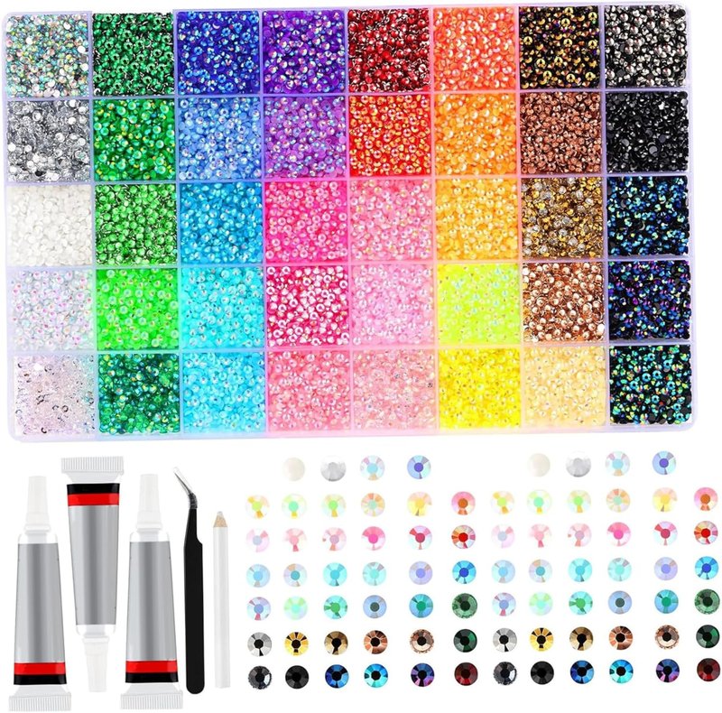 Bedazzling Kit - 32,000 Pcs Colorful Resin Rhinestones with 3 Pcs 10ml Glue | Perfect for Crafts, Clothes, and Nail Art