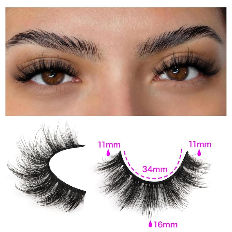 Mink Lashes - 14 Pairs Wispy 5D Volume False Eyelashes for Natural Look | 16mm Length