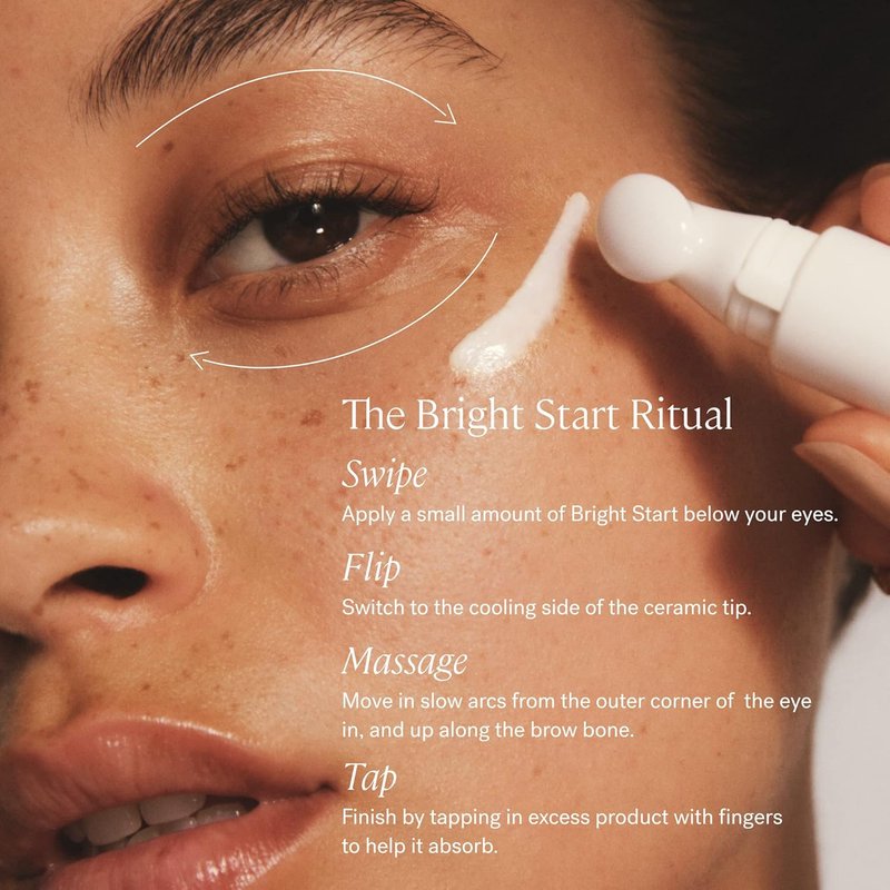 ILIA Bright Start Eye Cream - Plant-Based Formula with Massage Tool | Reduces Puffiness & Fine Lines | 0.5 oz (15 ml)
