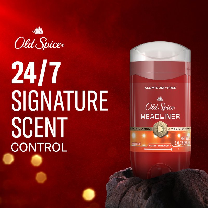 Old Spice Aluminum Free Deodorant for Men, 24/7 Odor Protection, 24/7 Signature Scent & Lasting Freshness, Goes on Clean, Headliner with Black Currant, Leather, & Amber Scent, 3.0 oz