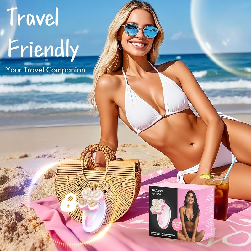 Electric Razors for Women - Cordless Painless Hair Remover for Legs, Bikini & Face | Waterproof & Detachable Cherry Trimmer