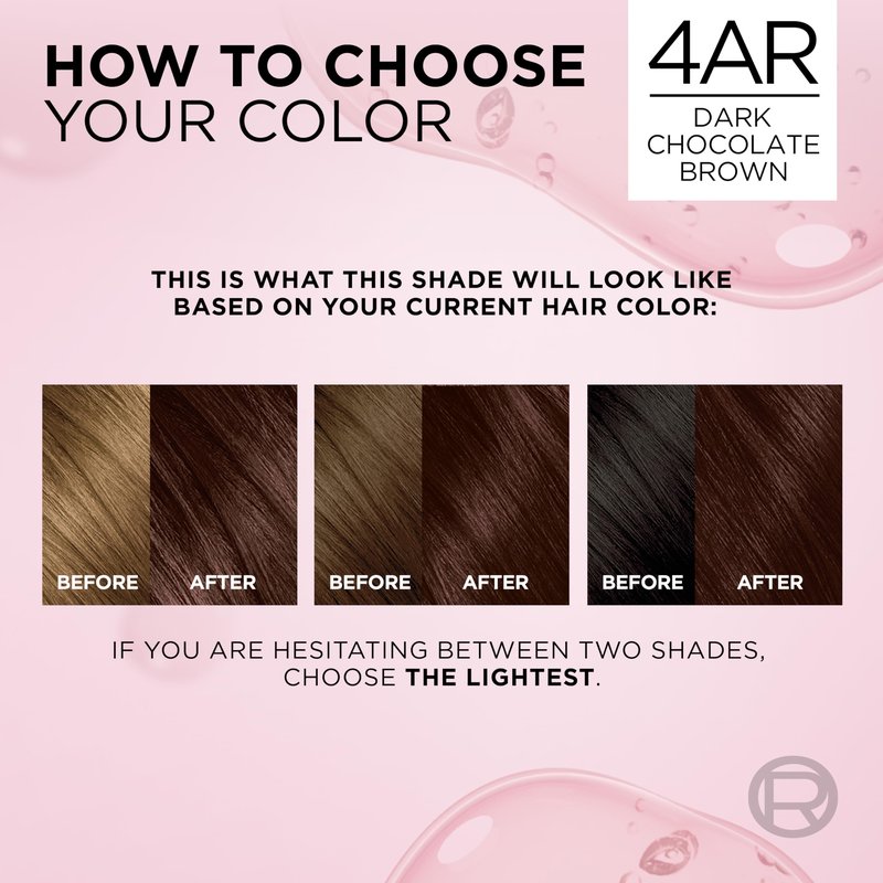 L'Oreal Paris Excellence Crème Permanent Hair Dye, Triple Care Hair Color with Hyaluronic Acid for 100% Gray Coverage, 4AR Dark Chocolate Brown, 1 Kit (Pack of 2) (Packaging May Vary)