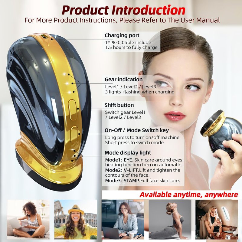 Microcurrent Multifunctional Facial Device, Smart Photon Micro-Current Device Electric Face Lift Light Therapy Skin Care Beauty Machine
