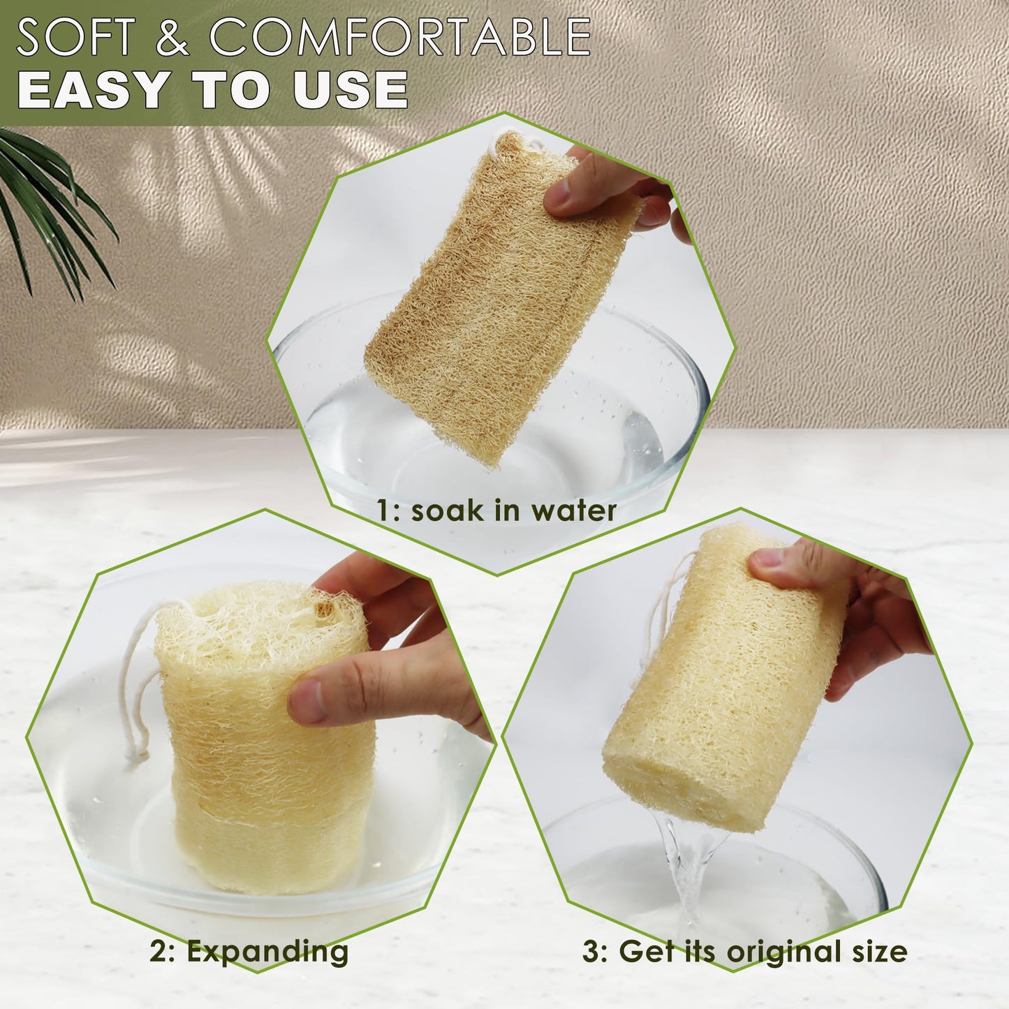 6 Pack Natural Loofah Exfoliating Body Scrubber, 5 Inches Organic Luffa Bath Sponge Exfoliating Shower Body Scrubber for Deep Cleaning & Smooth Skin, Natural Real loofah Sponge for Men & Women