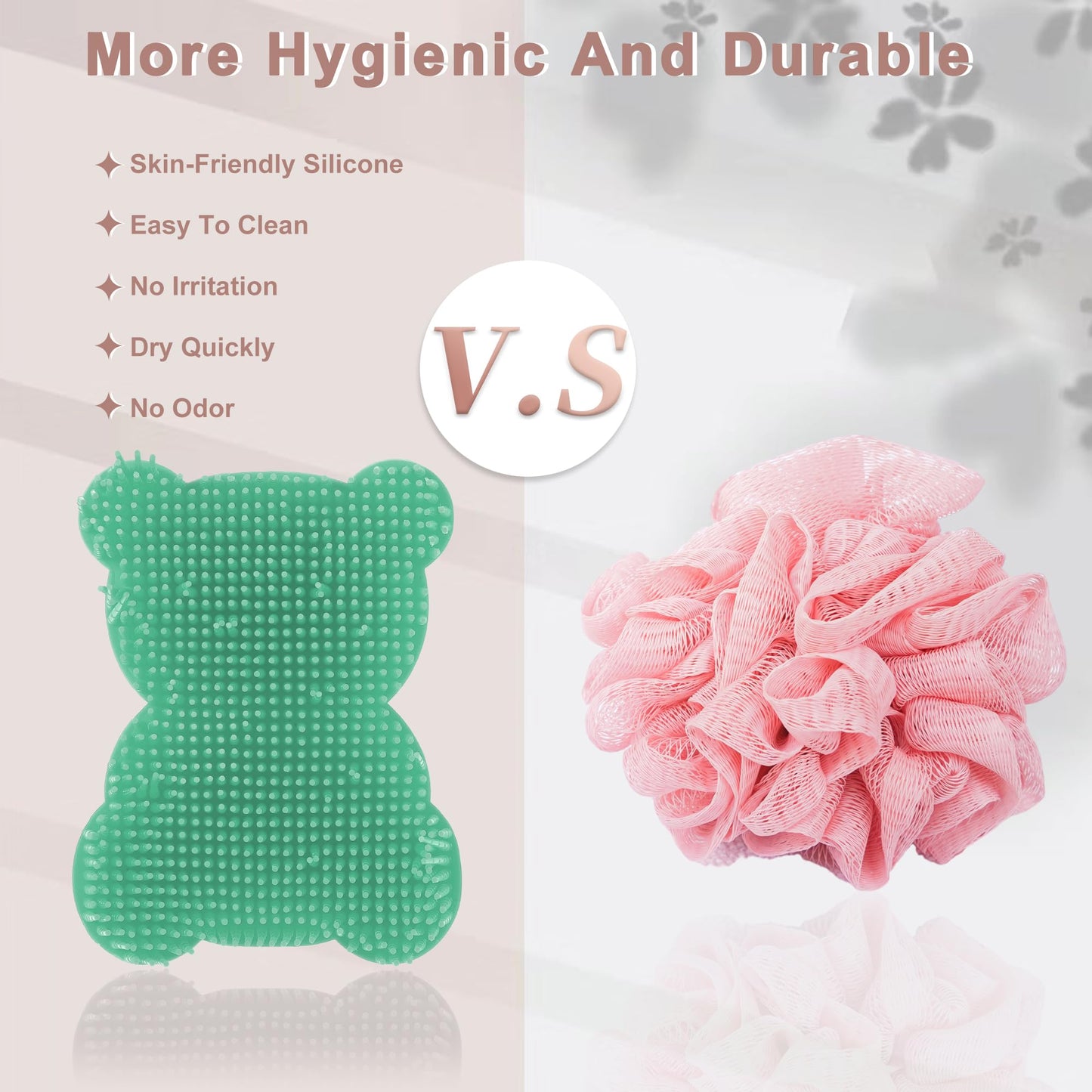 VOCOSTE Soft Silicone Body Scrubber, Sensory Brushes, Silicone Loofah, Pet Shower Brush, Bath Brush, Deep Green