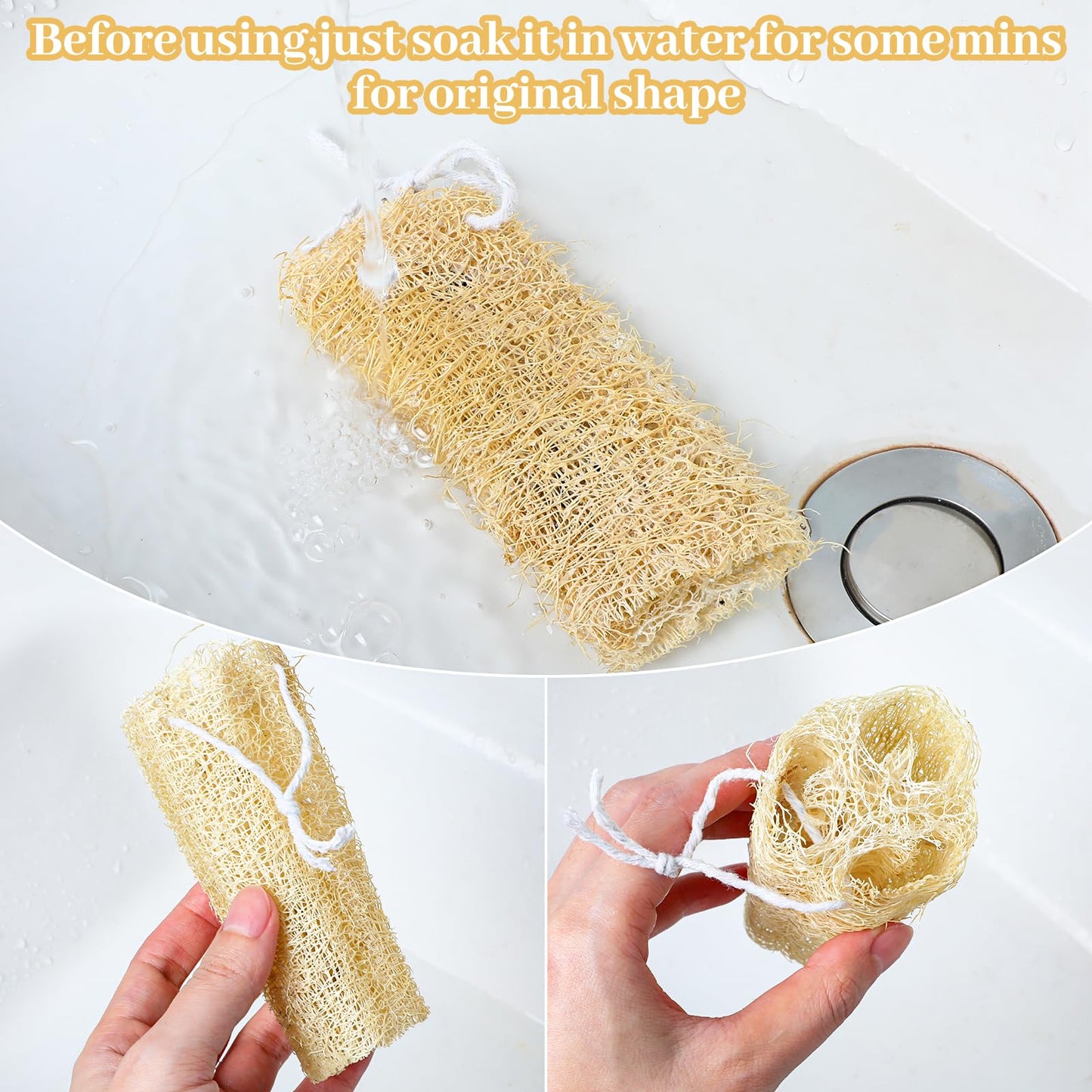 Ckhoid 14Pcs 5" Natural Loofah Exfoliating Body Sponge Scrubber, Plant-Based Organic Loofa Luffa for Skin Care in Bath Spa Shower, Long-Handled Natural Sponges Bath Brush for Men & Women