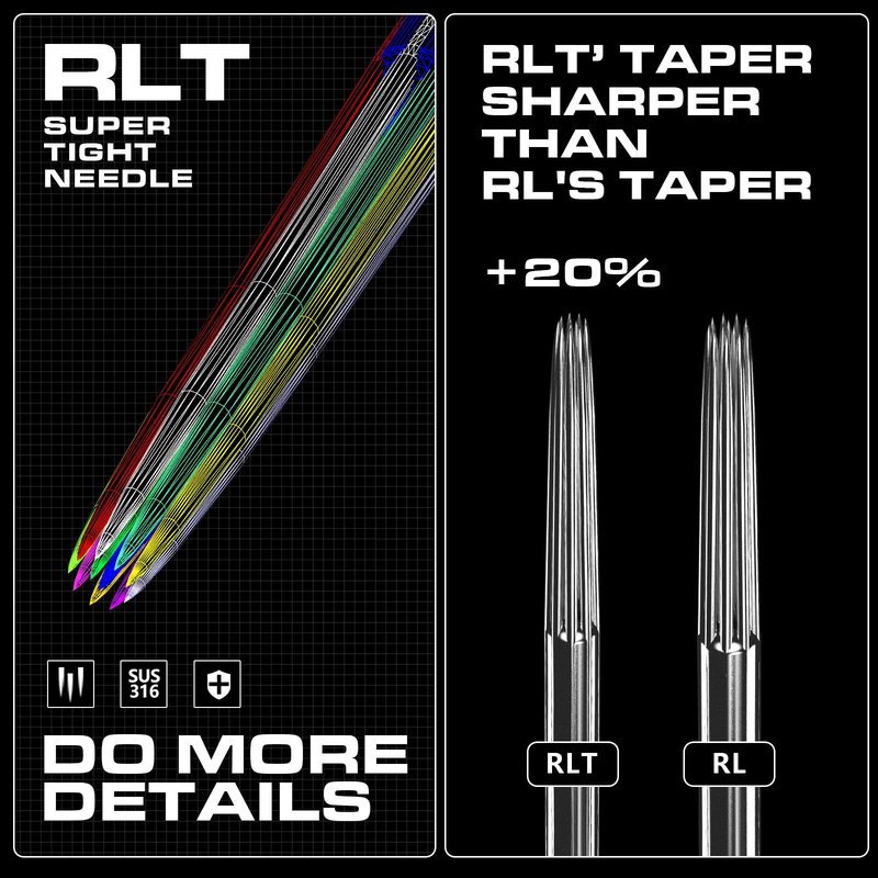 CNC Tattoo Cartridges Needles Disposable Needle with Membrane 20Pcs 3RLT Permanent Makeup Cartridge #10 Bugpin 3 Round Liner Super Tight X-Taper EN04R-20-1003RLT-X