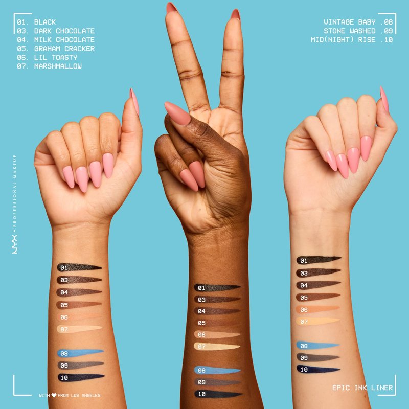 NYX PROFESSIONAL MAKEUP Epic Ink Liner, Waterproof Matte Liquid Eyeliner with Vegan Formula - Stone Washed (Grey)