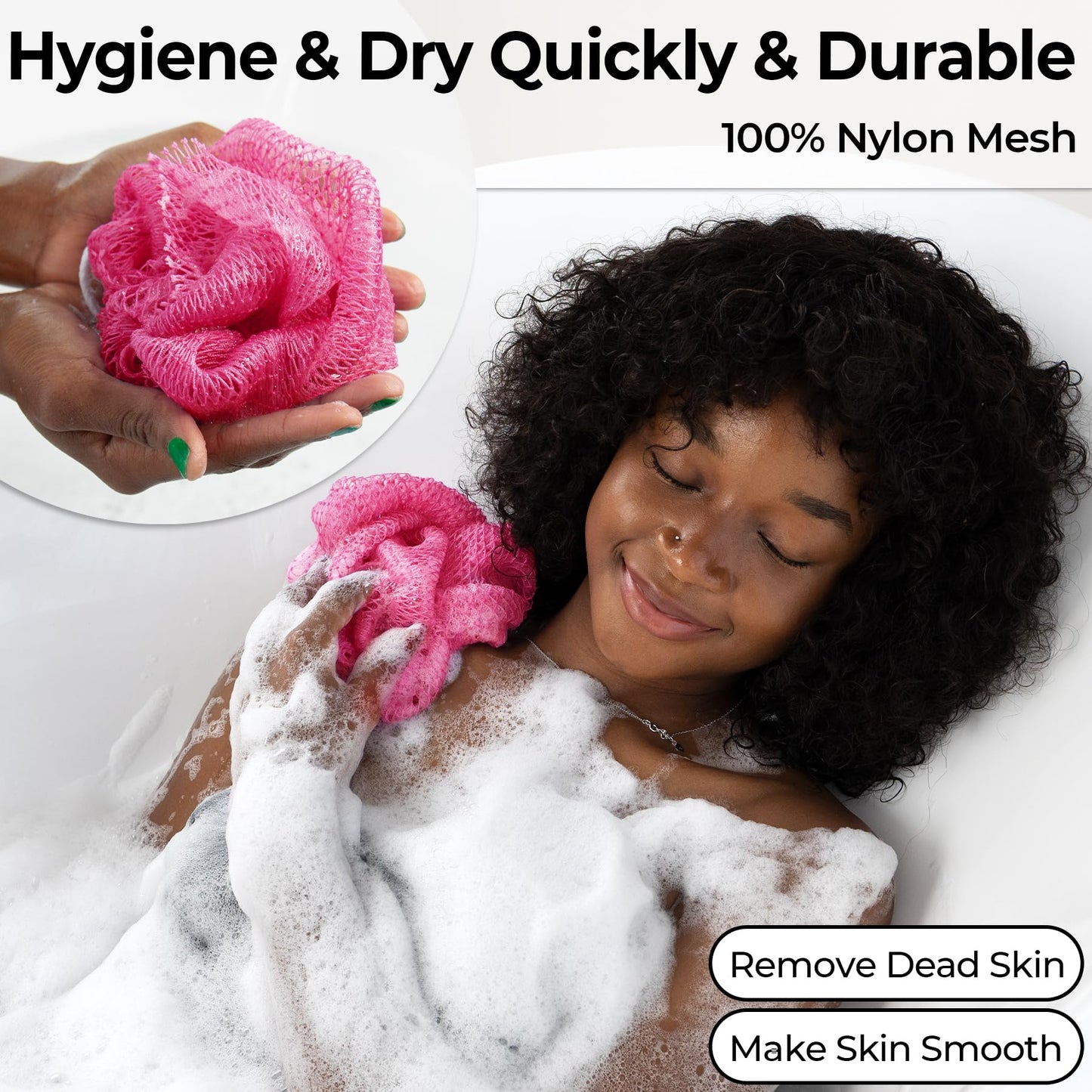 African Net Sponge Authentic - Afro Scrub Exfoliating Net Sponges with Knots - Real African Bath Sponge Washcloth for Shower - Body Exfoliator Scrubber