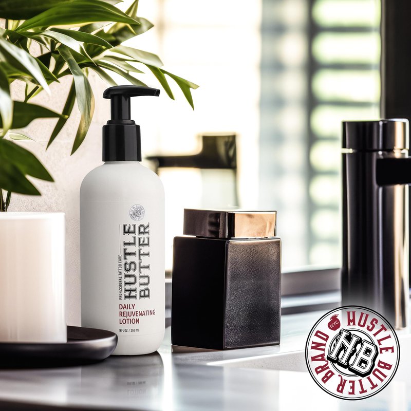 Hustle Butter Tattoo Aftercare - Daily Moisturizing Lotion - Naturally Derived Vegan Cruelty Free - Everyday All Over Use for Tattoos - 9 fl oz