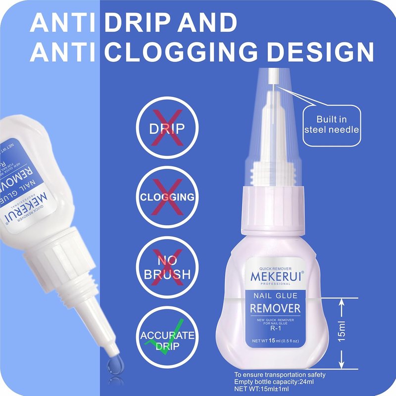 Mekerui Nail Glue Gel Set - Super Strong & Long-Lasting 30+ Days | Quick Glue Remover Included
