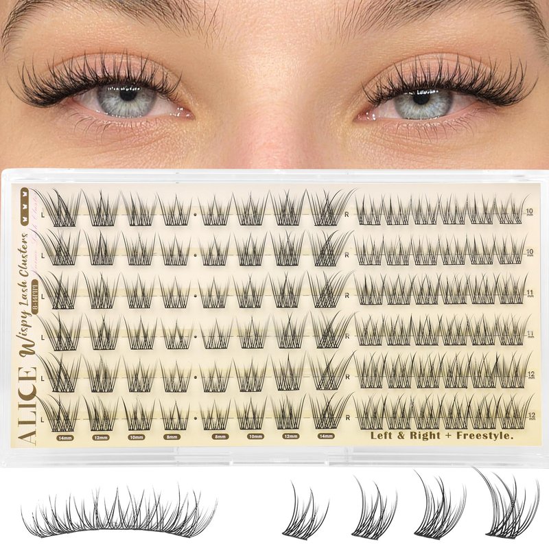 ALICE Wispy Natural Lash Clusters Invisible Band Eyelash Clusters Vegan DIY Eyelash Extensions Reusable Lightweight Lash Extensions for Daily No Makeup