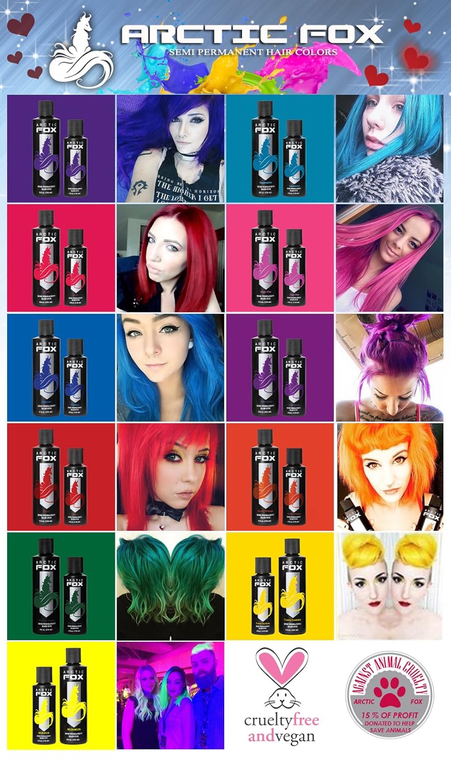 Vegan Semi-Permanent Hair Color Dye - Arctic Fox STERLING (4 Fl Oz) | Cruelty-Free Formula