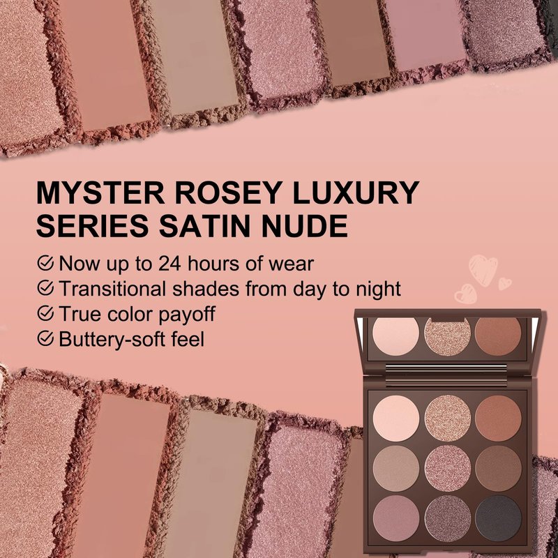 MYSTER ROSEY Neutral Eyeshadow Palette, Nude Eyeshadow Palette, Matte Eye Shadow Makeup Palette with Mirror, Long-Lasting Wear, Vegan, Cruelty-Free - 0.5oz (Charm Purple)