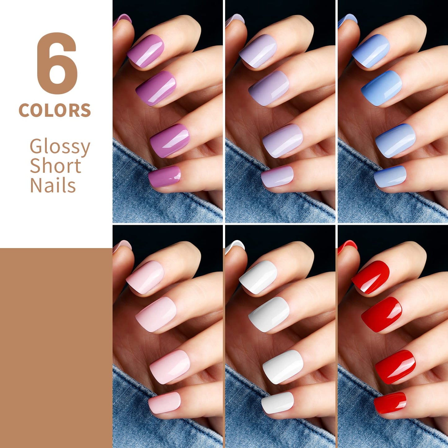 Teenitor 576Pcs Short Square Press On Nails Kit with Matte, Glossy, Glitter, and French Designs