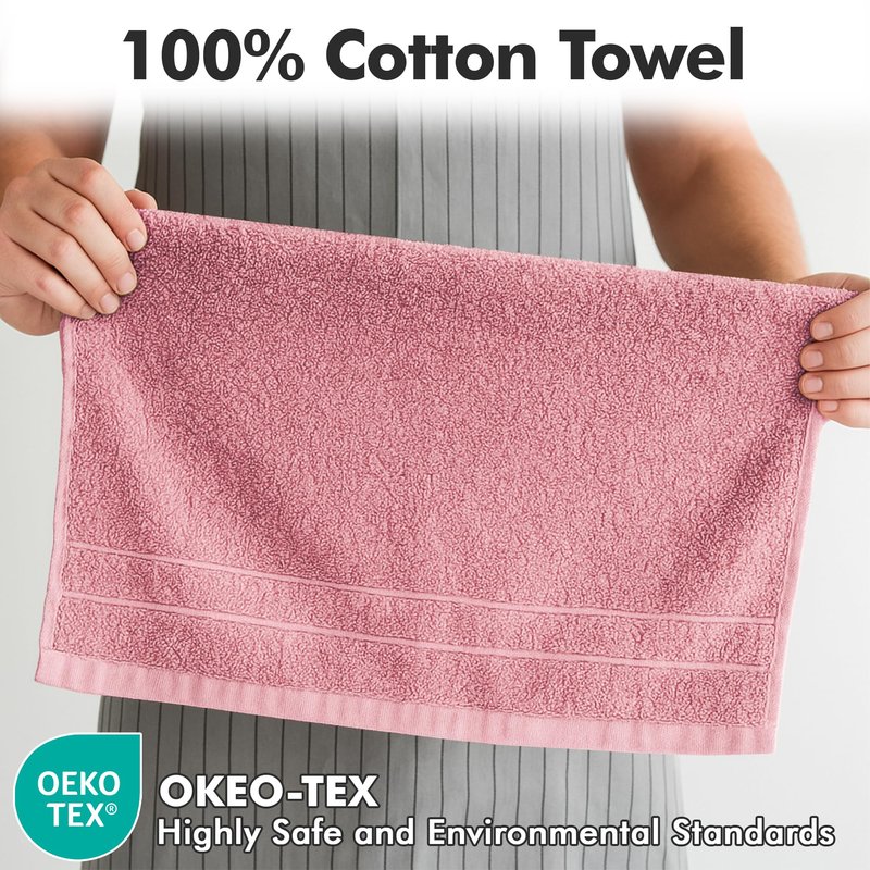Novo Home 100% Cotton Hand Towels for Bathroom – Soft & Absorbent Towel Set– Pack of 6 Small Towel (34x20in) – Quick Dry Luxury Cotton Hand Towels – Baby Pink
