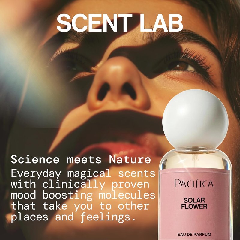 Pacifica Solar Flower Eau de Parfum - Floral Jasmine & Bergamot Spray, Vegan & Long-Lasting, 1 Fl Oz