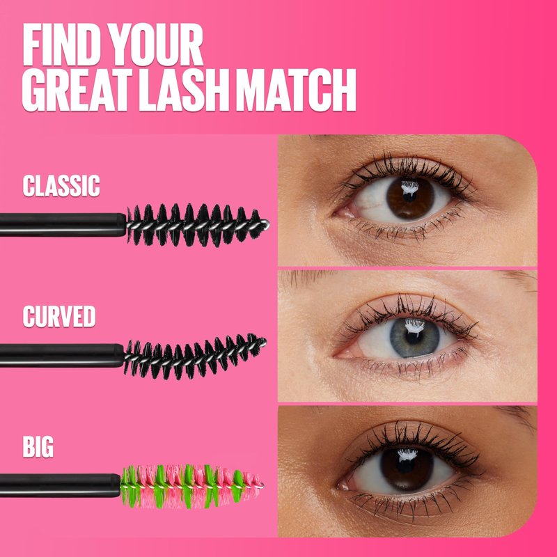 Maybelline Great Lash BIG Washable Mascara, Volumizing, Thickening, Lengthening Mascara, Brownish Black, 1 Count