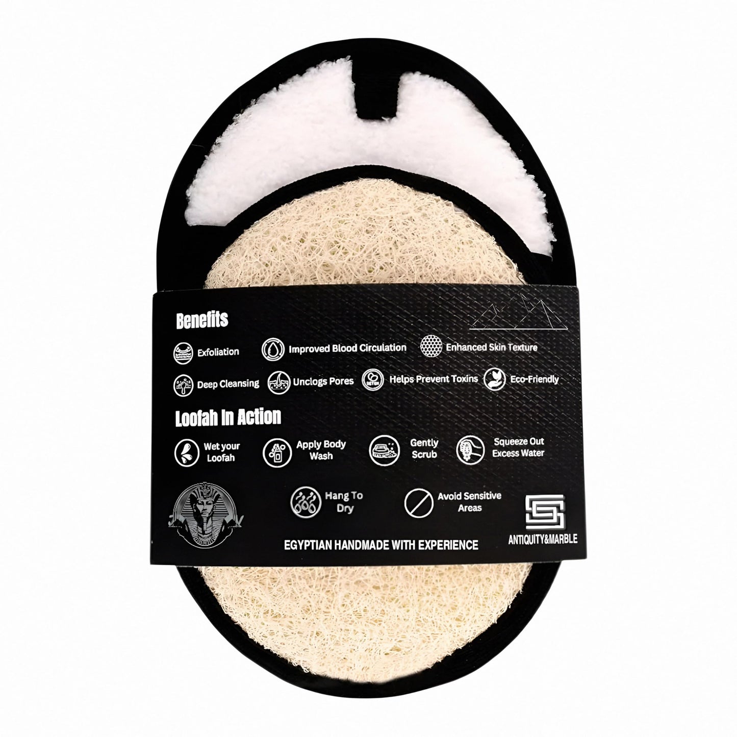 Rugged Natural Shower Loofah for Men - Tough Eco-Friendly Exfoliating Body Scrubbers, Durable & Gentle Terry Towel Cloth pad for Manly Skin Care - Lufas, Luffa, Loofah, Loufas Sponges