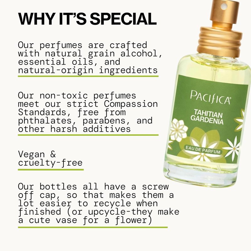 Pacifica Tahitian Gardenia Perfume Spray - Tropical Floral Fragrance with Gardenia, Jasmine & Vanilla | 1oz Vegan & Cruelty-Free