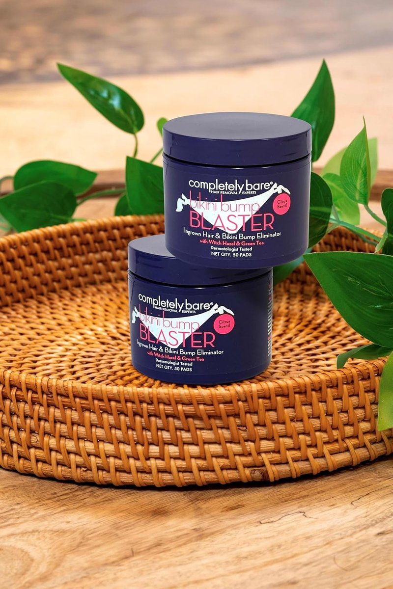 Completely Bare Bikini Bump Blaster - Ingrown Hair & Bump Eliminator with Glycolic Acid | 50 Pads