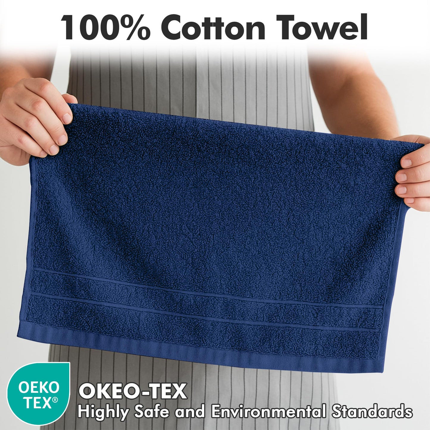 Novo Home 100% Cotton Hand Towels for Bathroom – Soft & Absorbent Towel Set– Pack of 6 Small Towel (34x20in) – Quick Dry Luxury Cotton Hand Towels – Royal Blue
