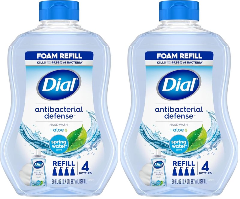Dial Antibacterial Foaming Hand Wash Refill, Spring Water, 30 Ounce (Pack of 2)
