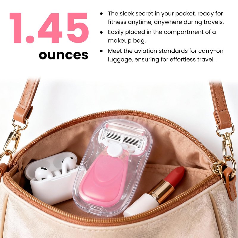Keropy Women Razors moisturizing bar for Sensitive Skin, Travel Razors Shaving Kit Essential - 5-Blade for Sensitive Skin - Bikini, Legs, Underarms - 1 Handle & 3 Refill Cartridges - Pink