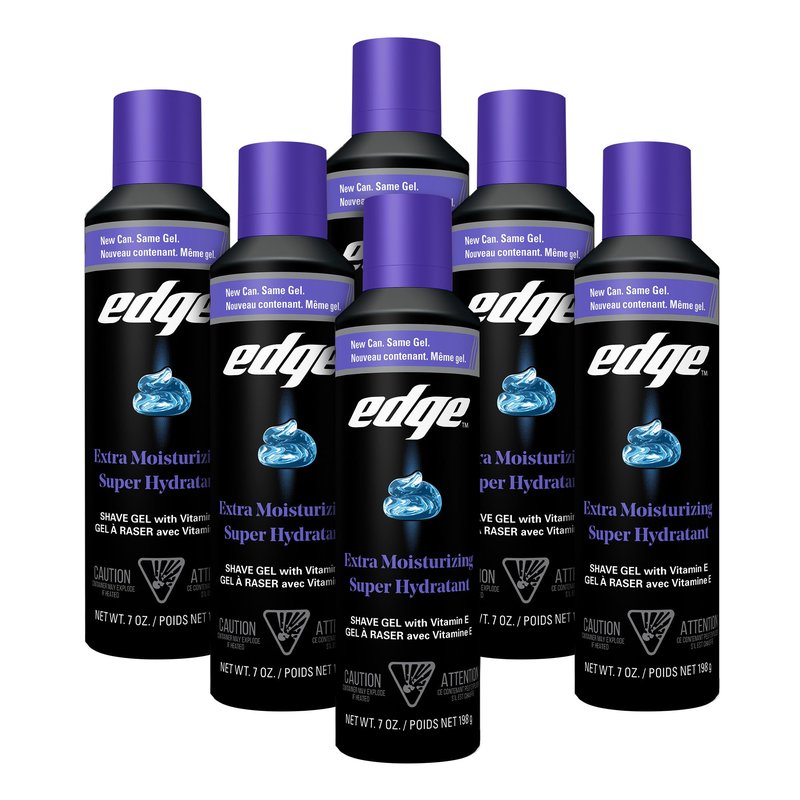 Edge Shaving Gel for Men, Extra Moisturizing with Vitamin E, (6 Pack) - Shave Gel For Men That Moisturizes, Protects and Soothes To Help Reduce Skin Irritation