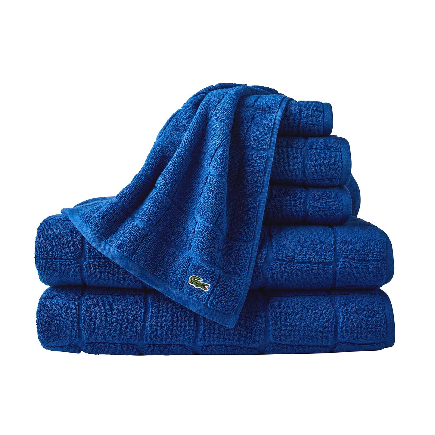 Lacoste Croc Scale 100% Cotton Towels – Highly Absorbent & Quick Drying, Premium Super Soft, Surf Blue, 2 Bath Towels (30"x56"), 2 Hand Towels (16"x30"), 2 Washcloths (13"x13") 6PC Bath Towel Set