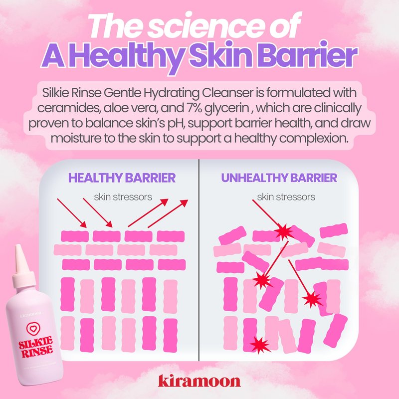 Kiramoon Face Wash Silkie Rinse Hydrating Gentle Face Cleanser for Dry or Sensitive Skin - Hydrating Makeup Remover & Face Wash w/Ceramides & Squalane