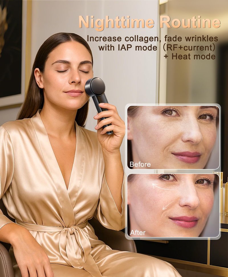 Radio-Frequency Skin Tightening Device | 6 in 1 Home-RF Face Beauty Device | Professional Facial Skin Tightening | Lifting | Wrinkle Reducing | Anti Aging | Depuff | Increase Absorption(with Gel)